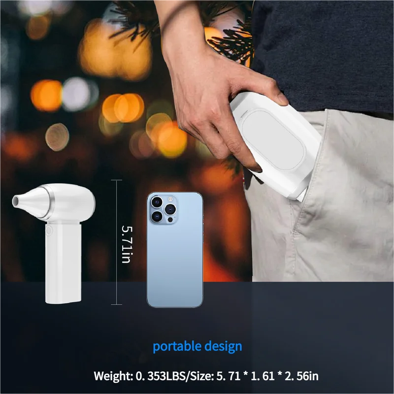 White Portable Turbo Handheld Blower Fan - 130000RPM