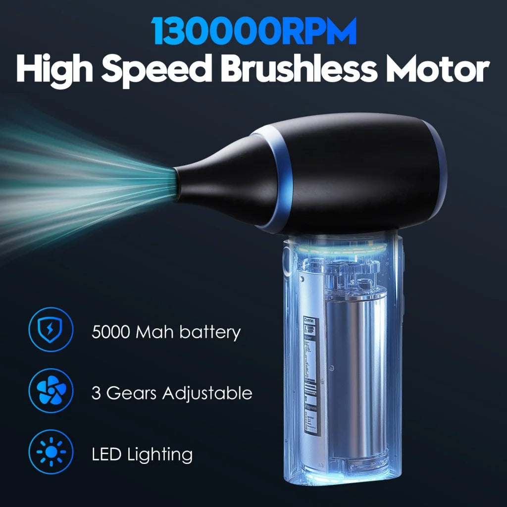 White Portable Turbo Handheld Blower Fan - 130000RPM