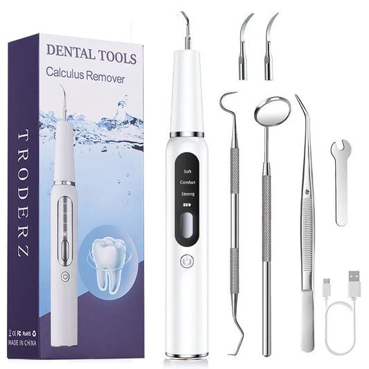 White Portable Ultrasonic Dental Cleaner Home Use Plaque