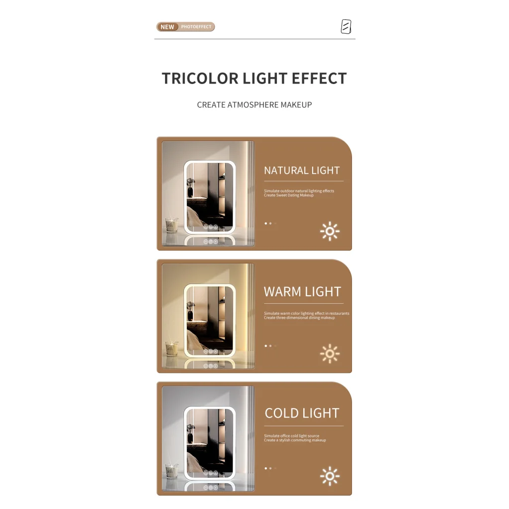 White Professional LED Vanity Mirror - 3 Color Lights