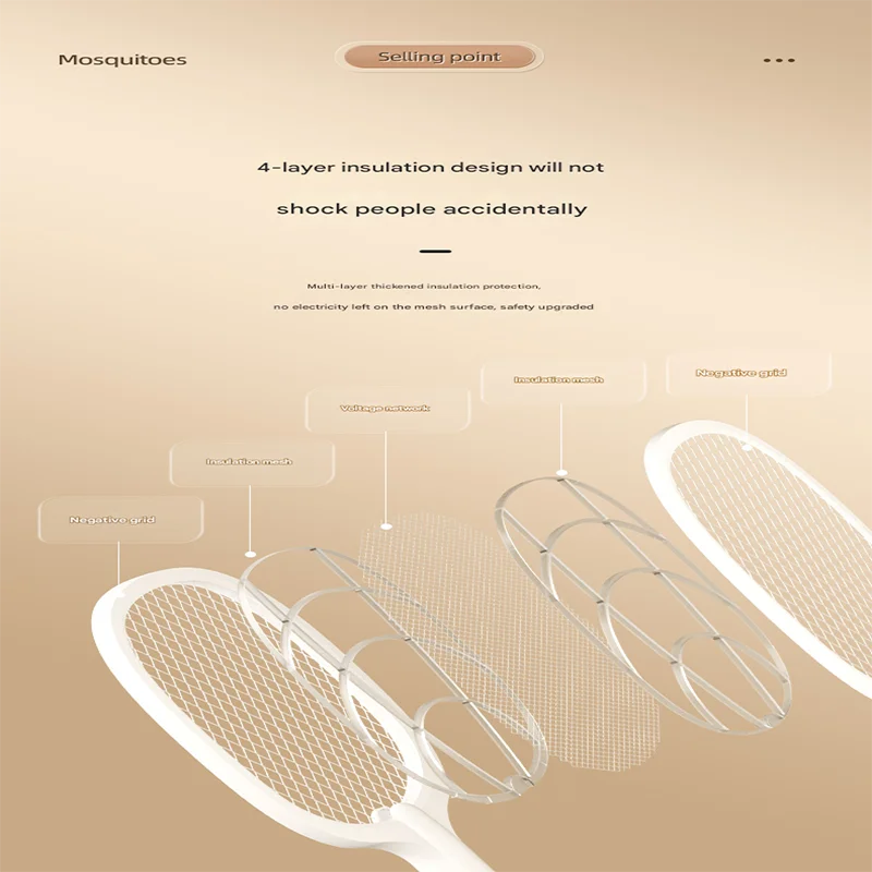 White Rechargeable 2-in-1 Bug Zapper Racket - Electric Fly