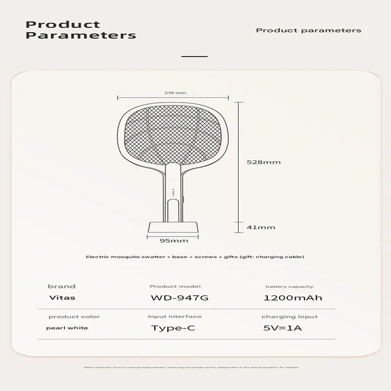 White Rechargeable 2-in-1 Bug Zapper Racket - Electric Fly
