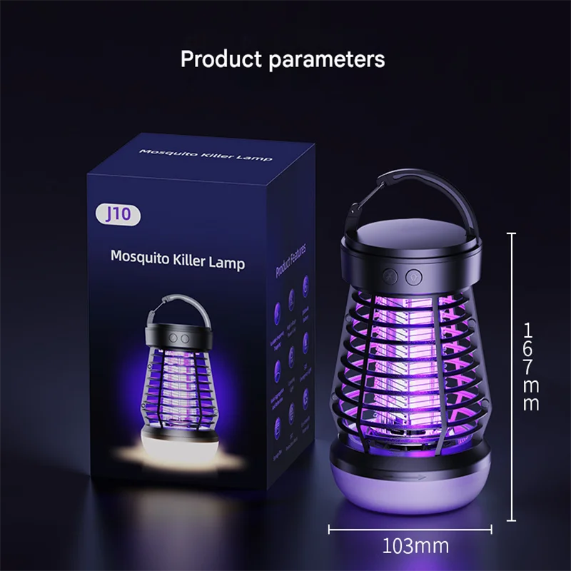 White Rechargeable 3-in-1 Bug Zapper Lantern - Portable UV