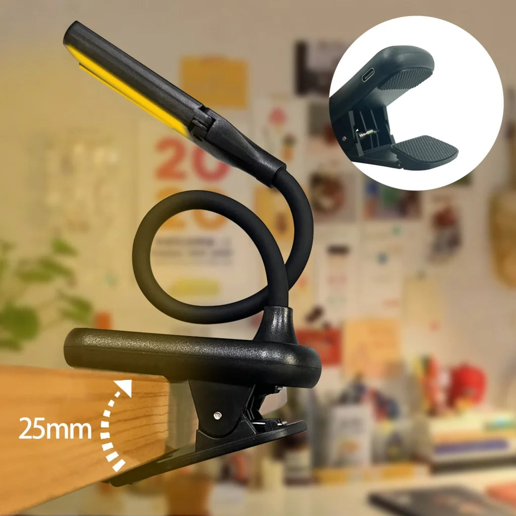 White Rechargeable Dual-Head Clip-On Book Light - Touch