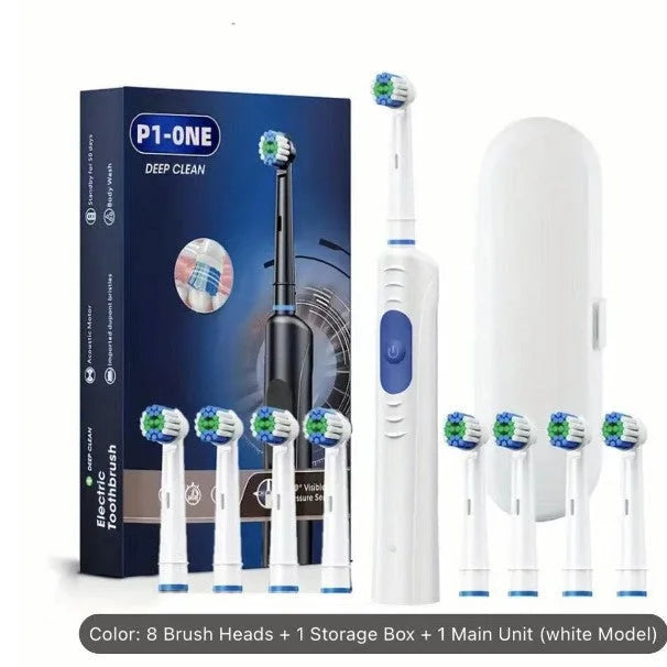 White Rechargeable Electric Toothbrush with Travel Case - 8