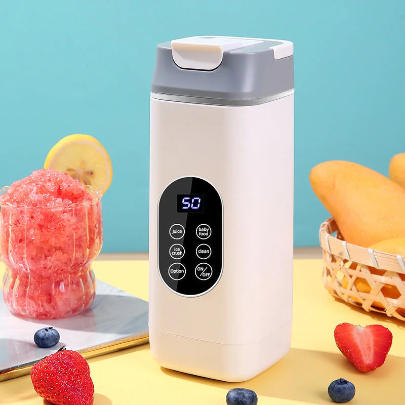 White Rechargeable Travel Blender Cup - 12 Blades Digital