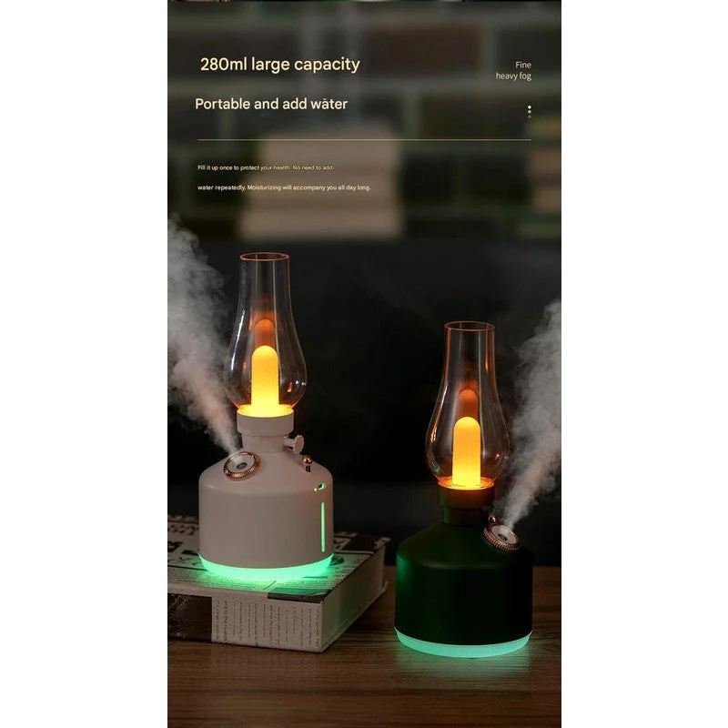 White Retro Kerosene Lamp Humidifier - Rechargeable Cool
