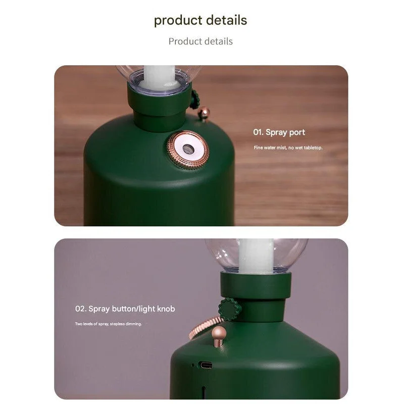 White Retro Kerosene Lamp Humidifier - Rechargeable Cool