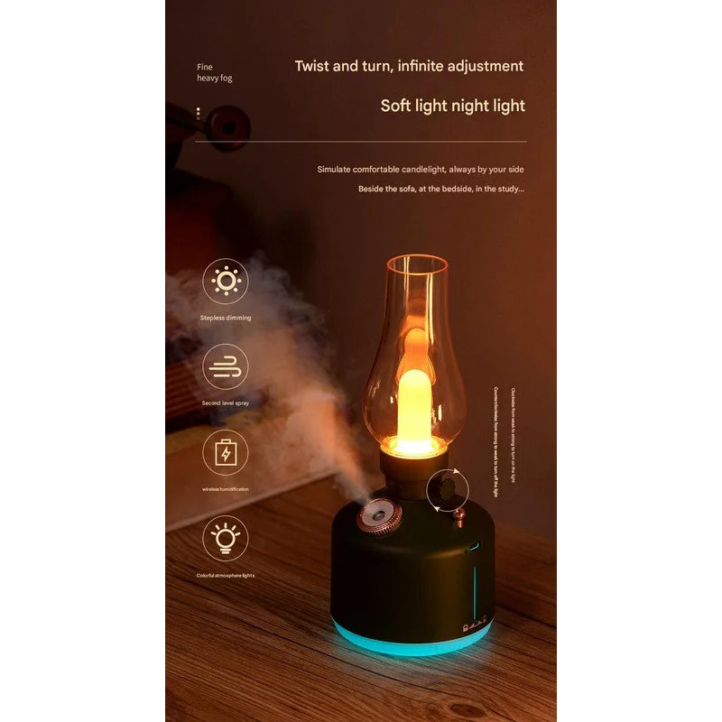 White Retro Kerosene Lamp Humidifier - Rechargeable Cool