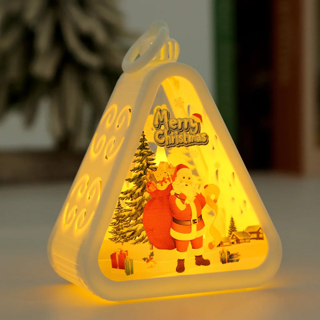 White Santa Claus Charming Christmas Scene Mini Lanterns