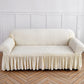 White Single Sofa Bubble Gauze Sofa Cover with Skirt - Full