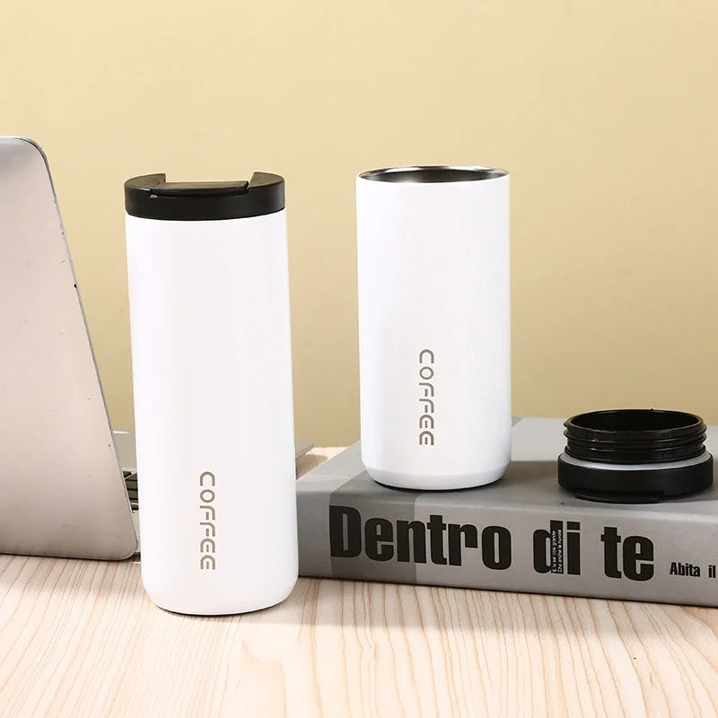 White Sleek Insulated Stainless Steel Coffee