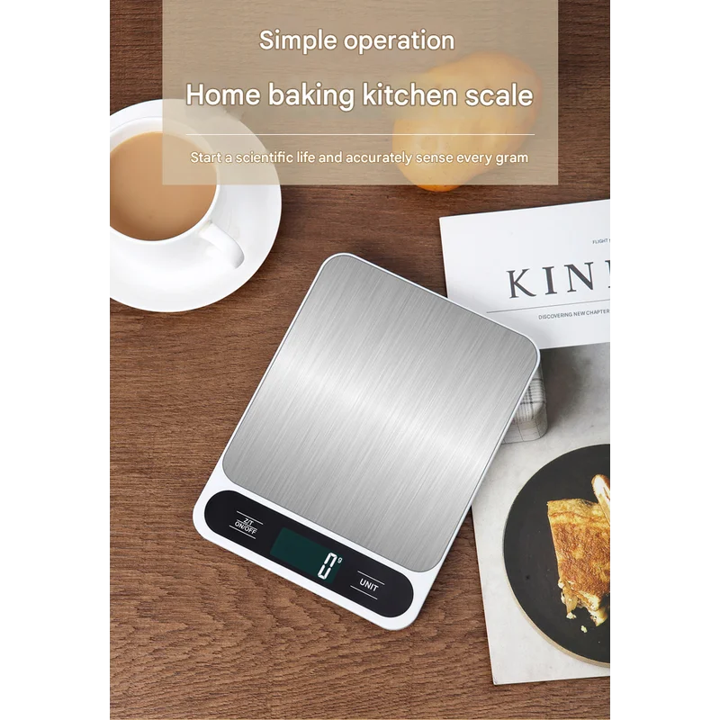 White Slim Digital Kitchen Scale - High Precision Stainless