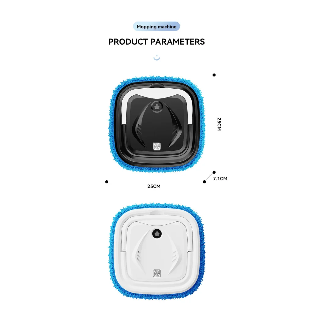 White Smart Robotic Floor Mop with Humidifier Spray