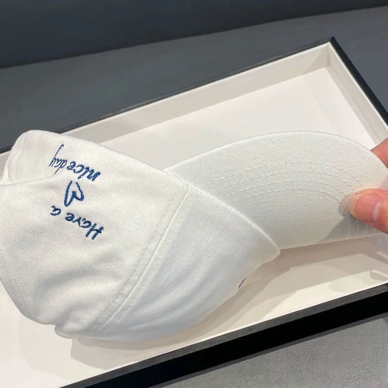 White Stylish Ponytail Opening Baseball Cap - Have a Nice
