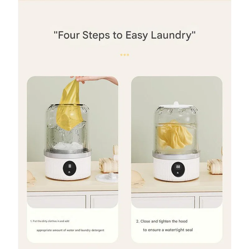 White Travel-Friendly Mini Washing Machine - USB Powered