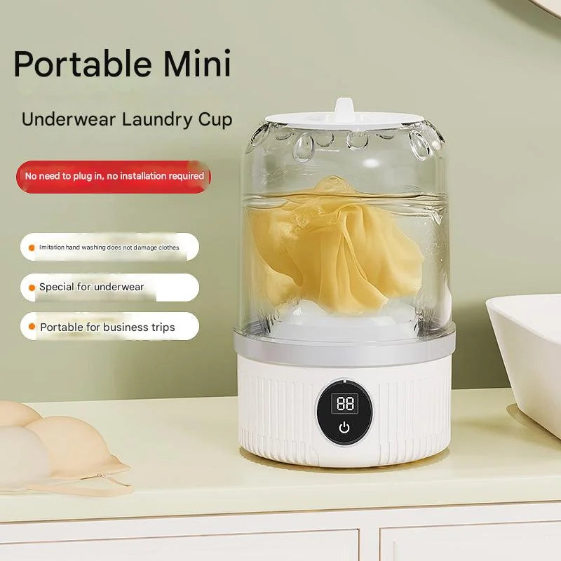 White Travel-Friendly Mini Washing Machine - USB Powered