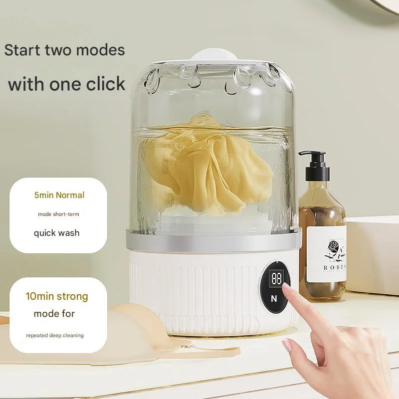 White Travel-Friendly Mini Washing Machine - USB Powered