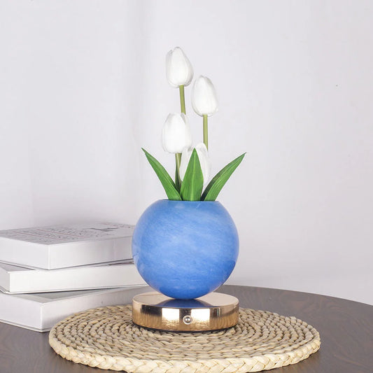 White Tulip Night Light - Floral Table Lamp for Bedroom