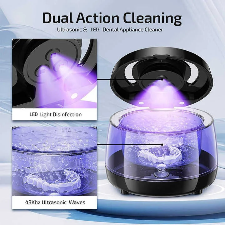 White Ultrasonic Cleaner with UV Light for Dentures
