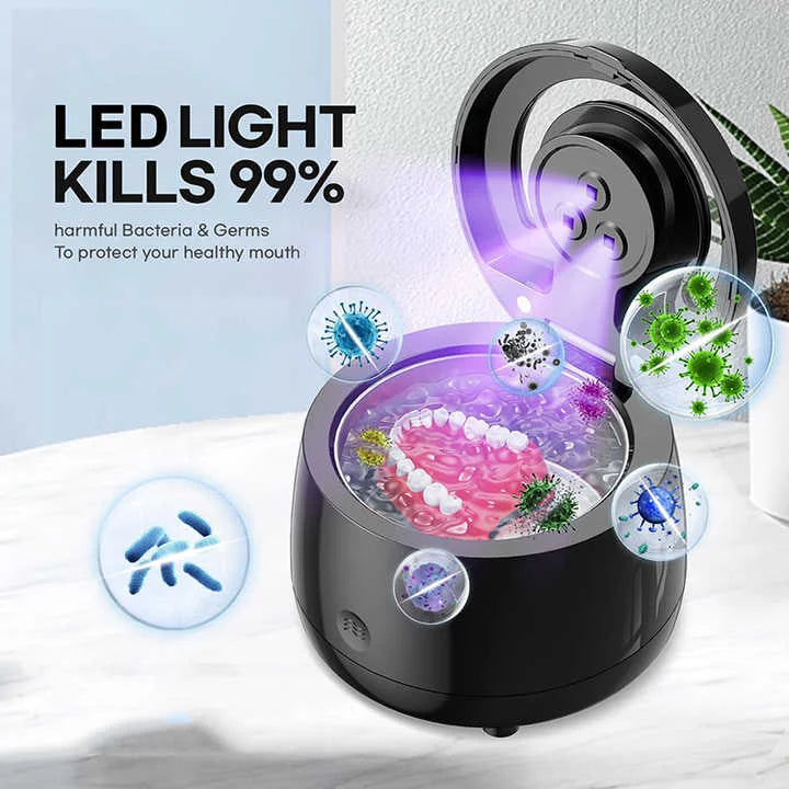 White Ultrasonic Cleaner with UV Light for Dentures, Aligners and Jewelry