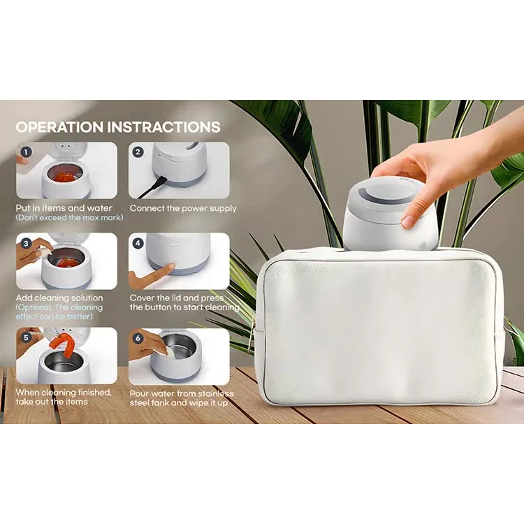 White Ultrasonic Cleaner with UV Light for Dentures