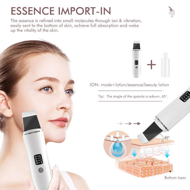 White Ultrasonic Skin Scrubber - Deep Pore Cleansing Facial