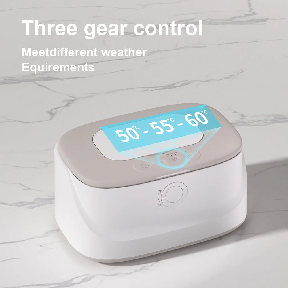 White USB-Powered Baby Wet Wipes Warmer - Portable