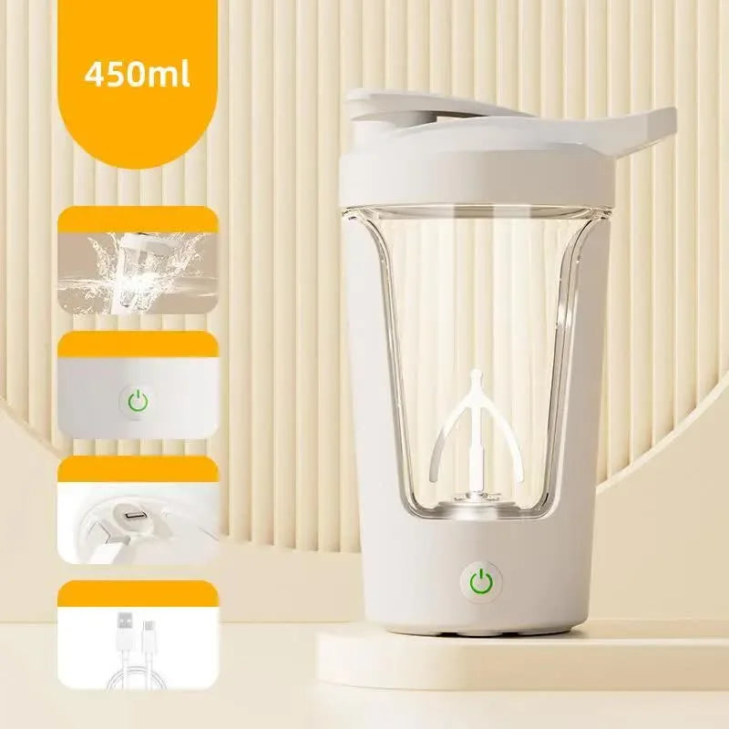 White USB Rechargeable Automatic Stirring Cup Leak Proof