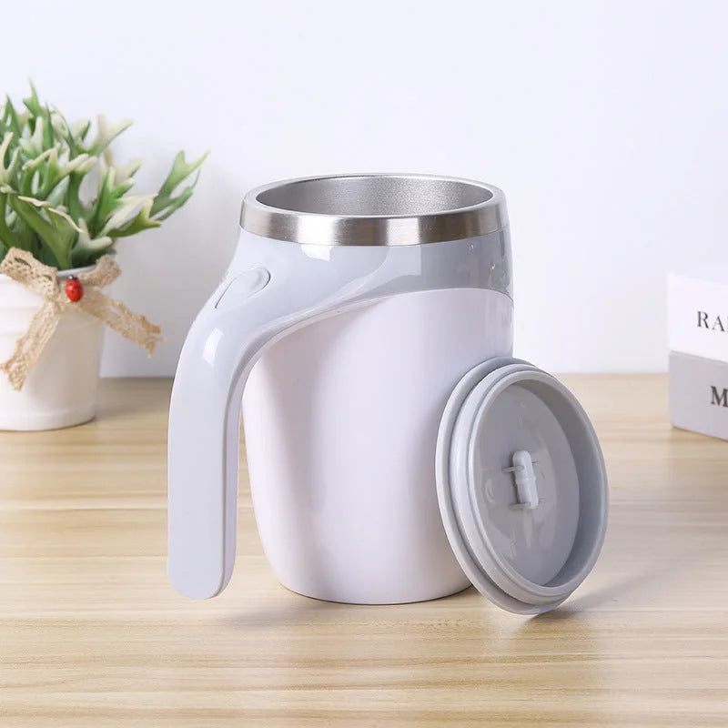 White USB Rechargeable Automatic Stirring Mug 320ml Magnetic