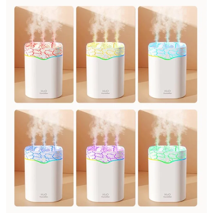 White Volcano Style 2L Cool Mist Humidifier - Triple Nozzle