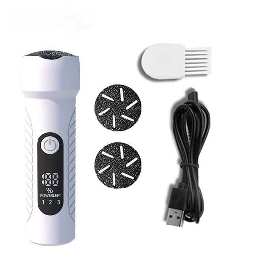White Waterproof Electric Foot File with LED Display