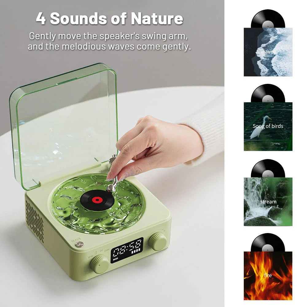 White Waves Retro Bluetooth Speaker Clock with Ambient