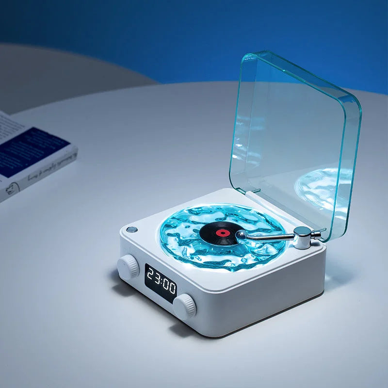 White Waves Retro Bluetooth Speaker Clock with Ambient