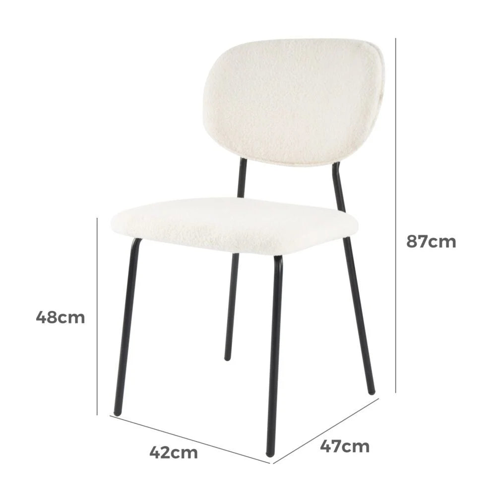 White Whisper Teddy Fabric Dining Chair Duo - Furniture