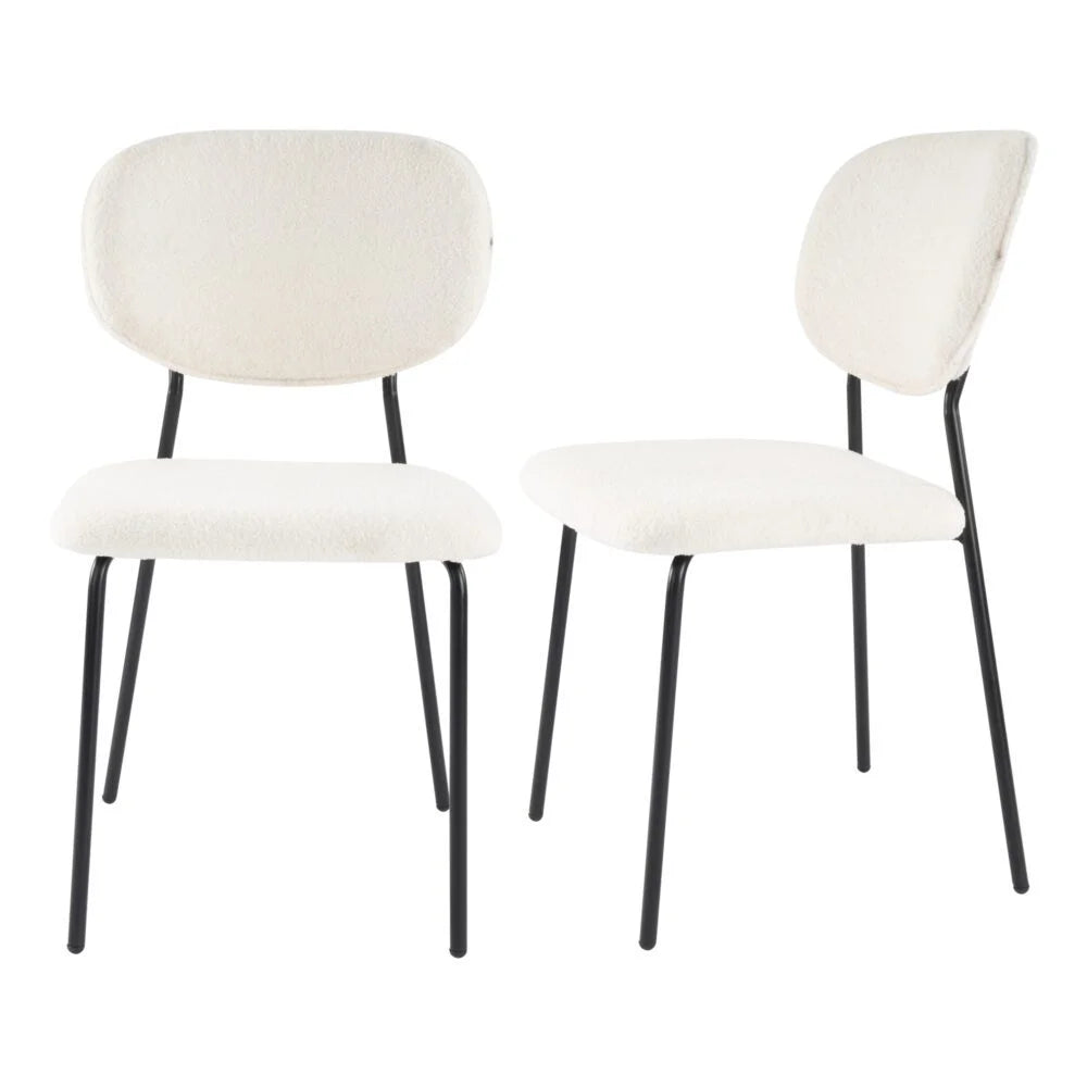 White Whisper Teddy Fabric Dining Chair Duo - Furniture