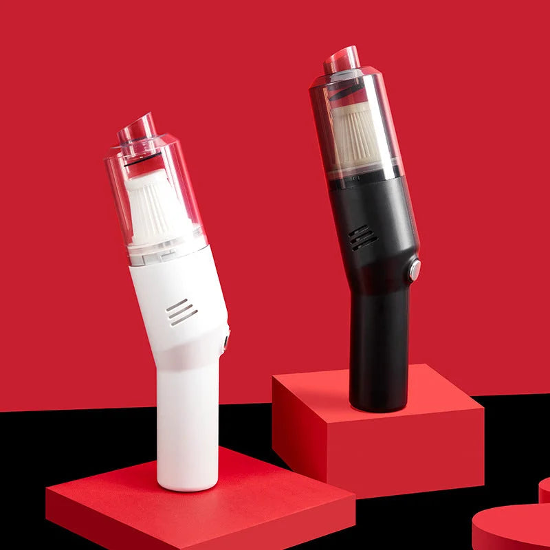 White Wireless Portable Vacuum Cleaner - Handheld Mini Car