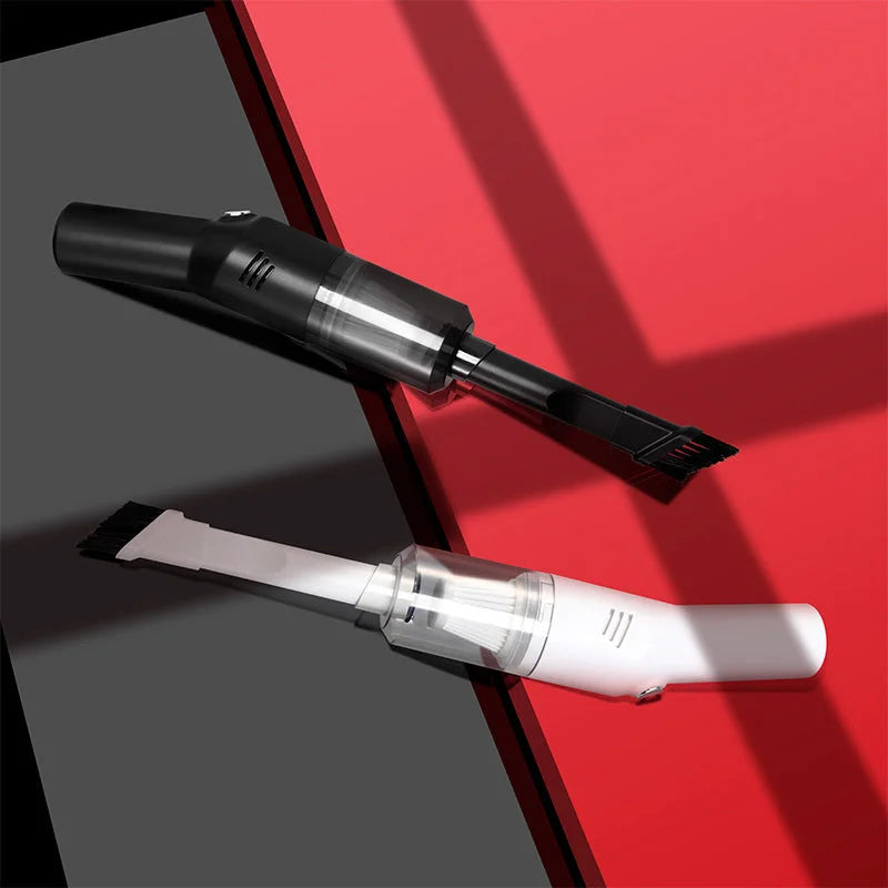 White Wireless Portable Vacuum Cleaner - Handheld Mini Car