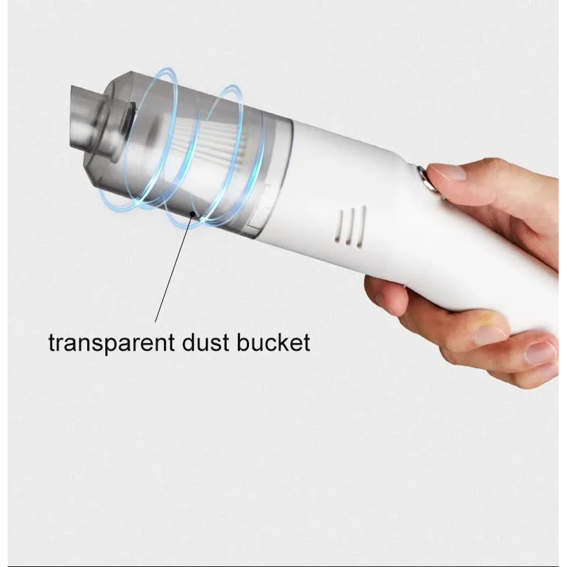 White Wireless Portable Vacuum Cleaner - Handheld Mini Car