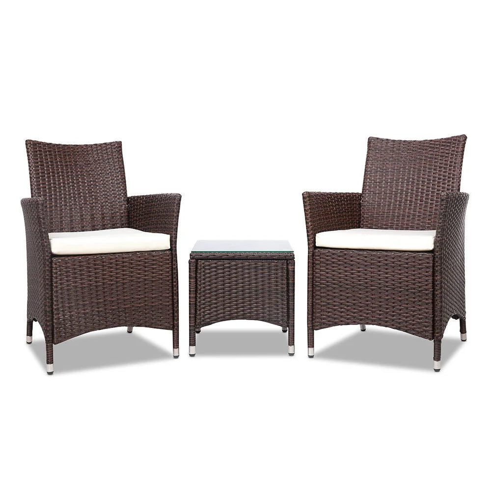 Wicker Outdoor Furniture Set (3pc) Brown - Outdoor