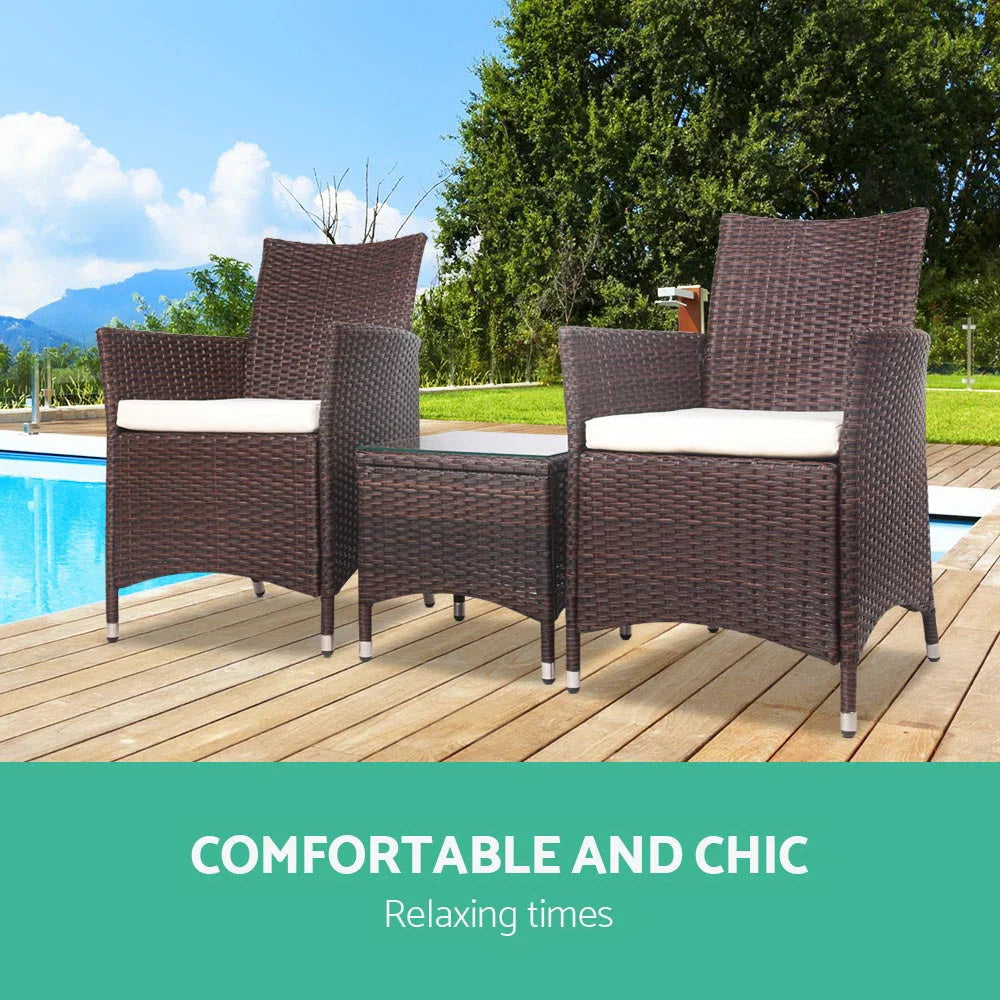 Wicker Outdoor Furniture Set (3pc) Brown - Outdoor