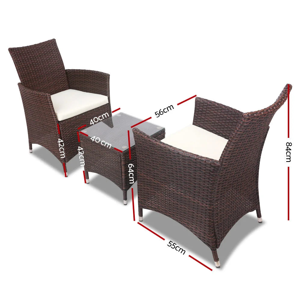Wicker Outdoor Furniture Set (3pc) Brown - Outdoor