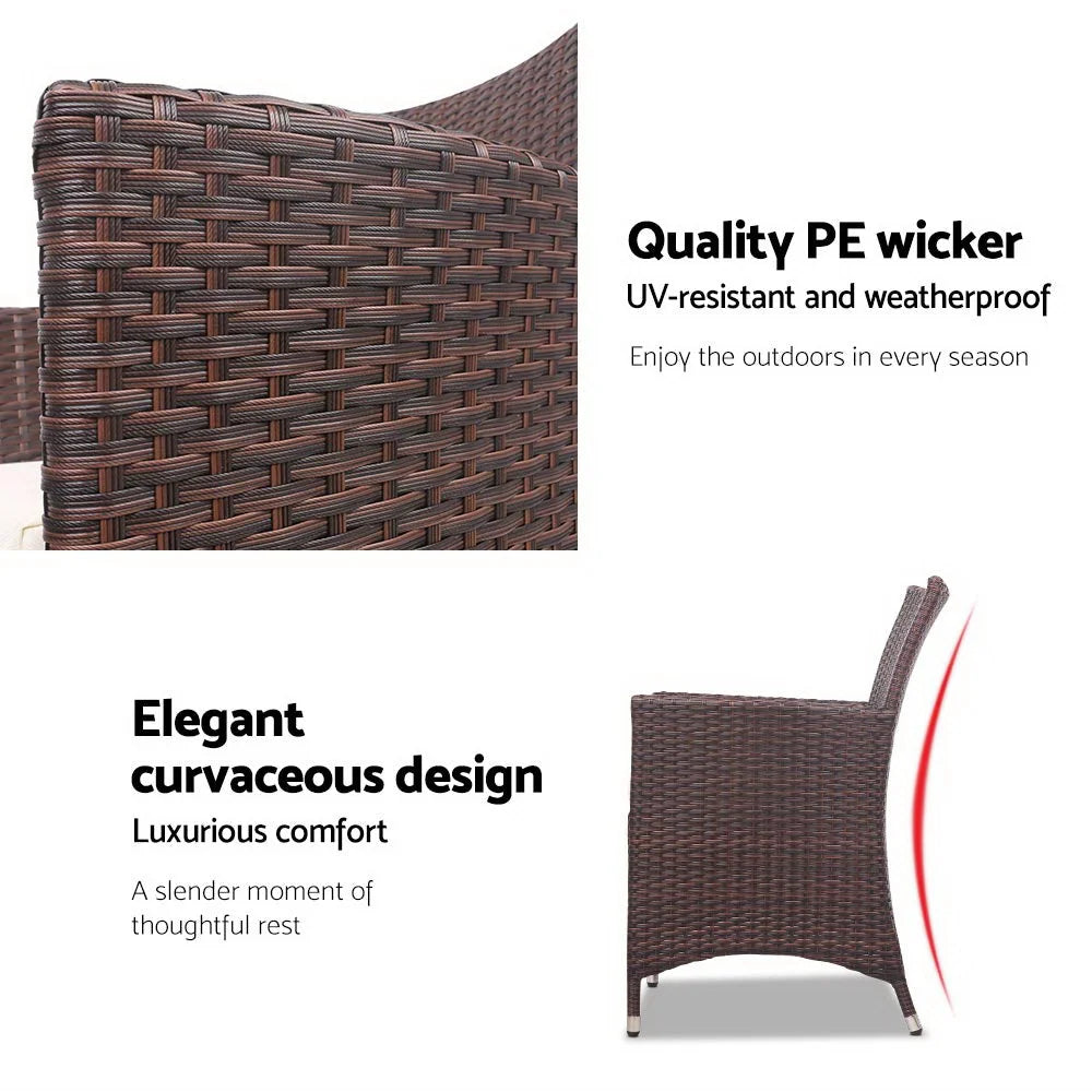 Wicker Outdoor Furniture Set (3pc) Brown - Outdoor