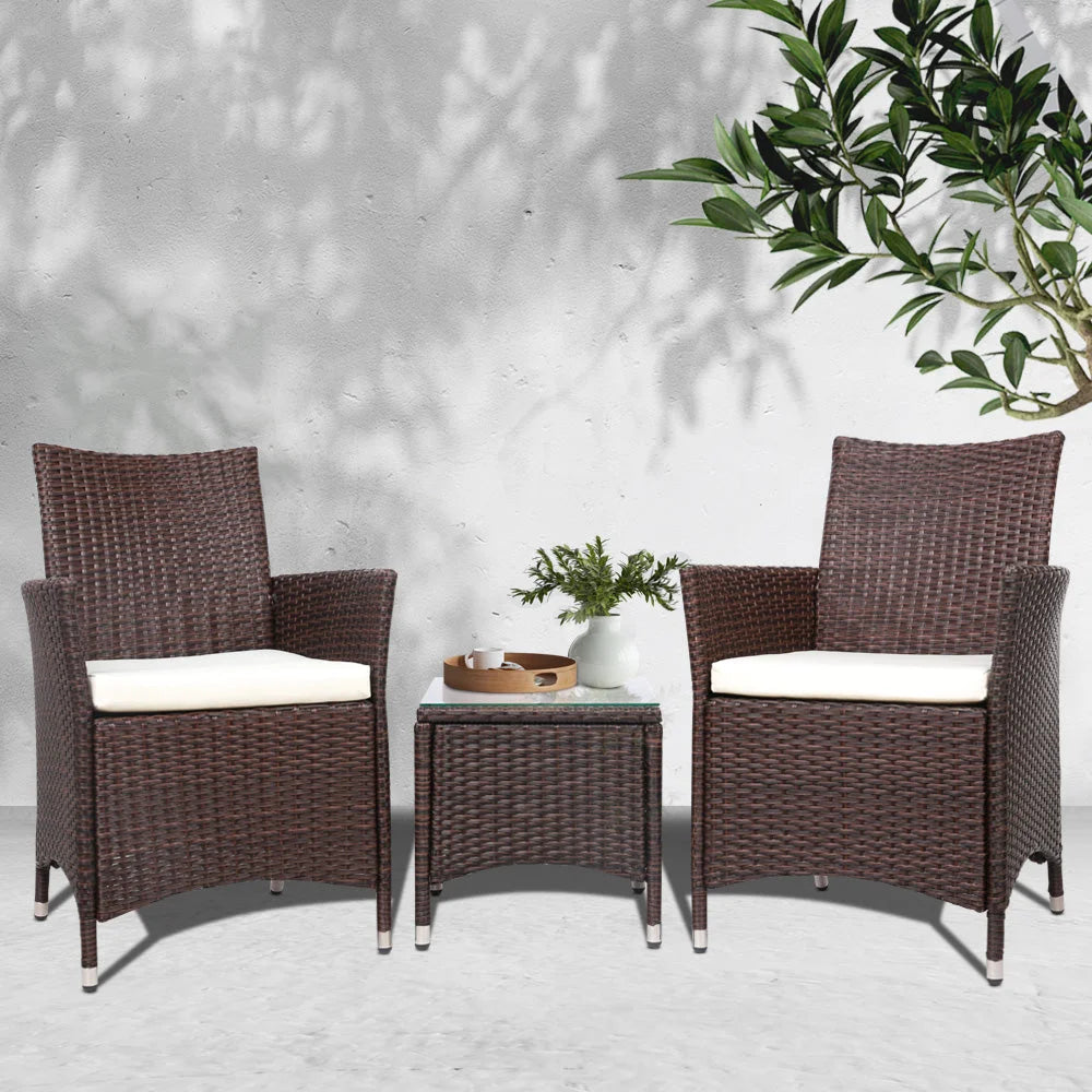 Wicker Outdoor Furniture Set (3pc) Brown - Outdoor