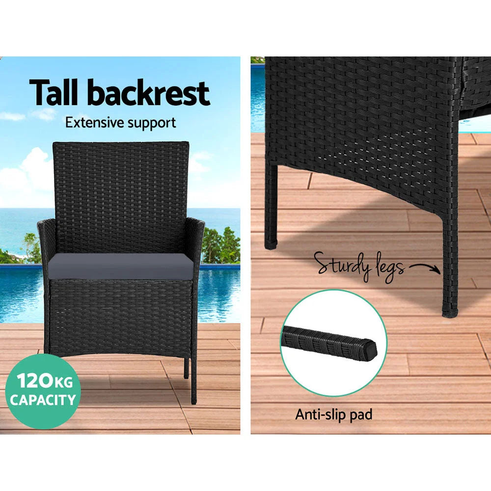 Wicker Outdoor Set (4pc) Black - Garden Furniture