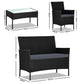Wicker Outdoor Set 4pc Black furniture 586