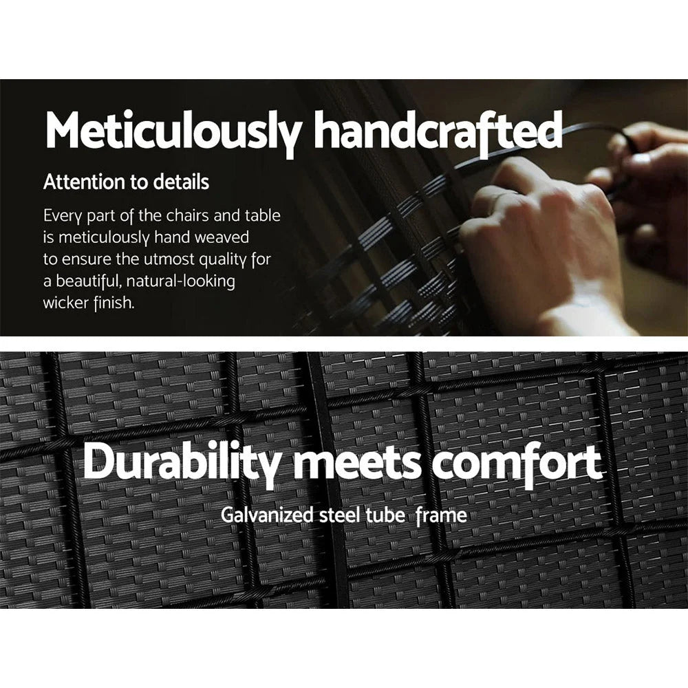 Wicker Outdoor Set (4pc) Black - Garden Furniture