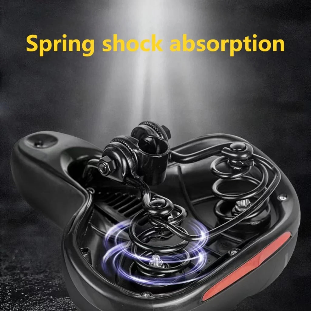 Wide cushioned and shock-absorbing bike saddle with memory