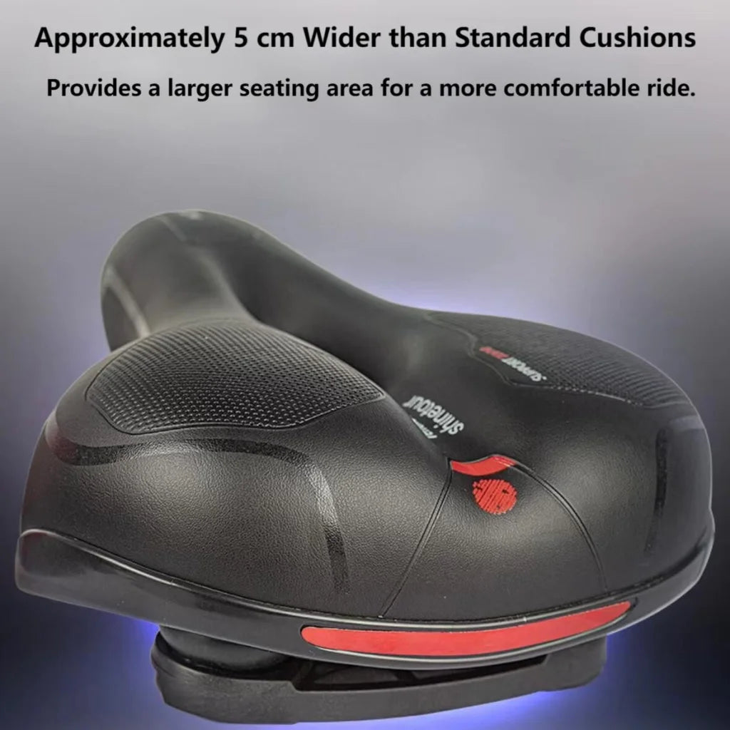Wide cushioned and shock-absorbing bike saddle with memory