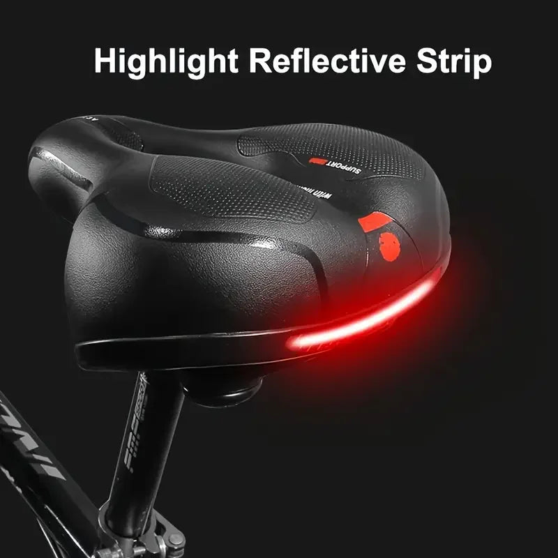 Wide cushioned and shock-absorbing bike saddle with memory